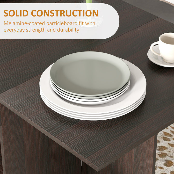 HOMCOM Folding Dining Table, Space Saving Drop Leaf Table with Drawer and Storage Shelves for Kitchen, Dining Room, Oak