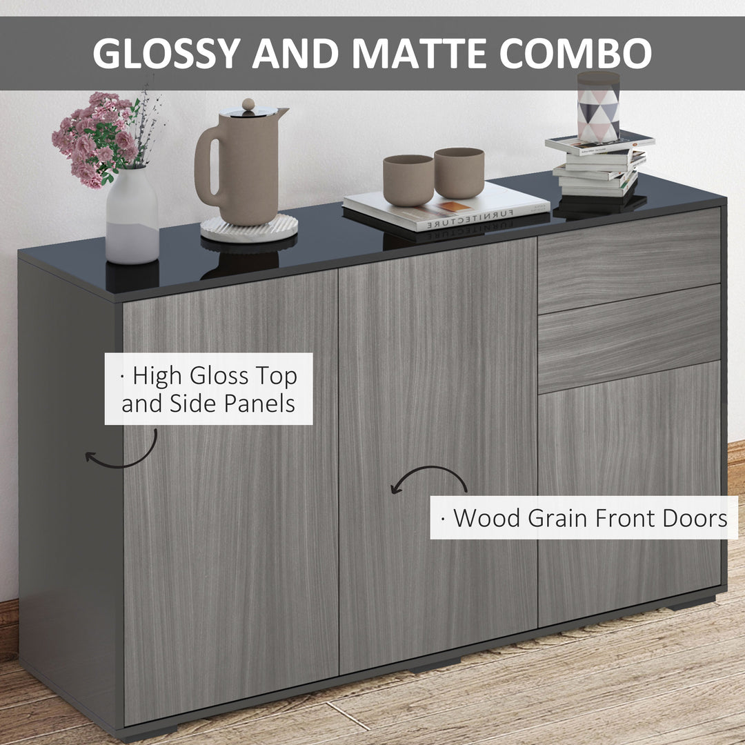 HOMCOM Kitchen Sideboard Storage Cabinet, Modern Coffee Bar with Push-Open Design and 2 Drawers for Living Room, Black