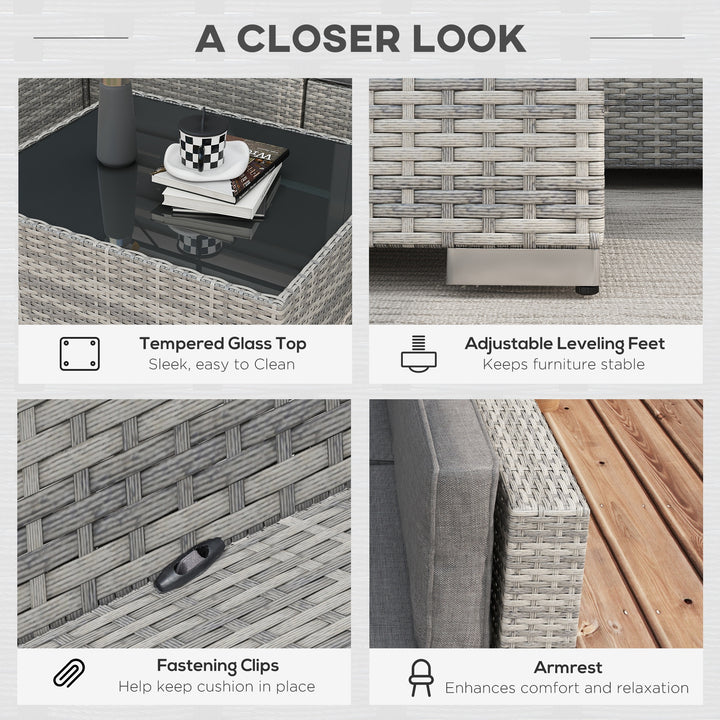 Outsunny 7-Piece Patio Furniture Sets Outdoor Wicker Conversation Sets All Weather PE Rattan Sectional Sofa, Grey