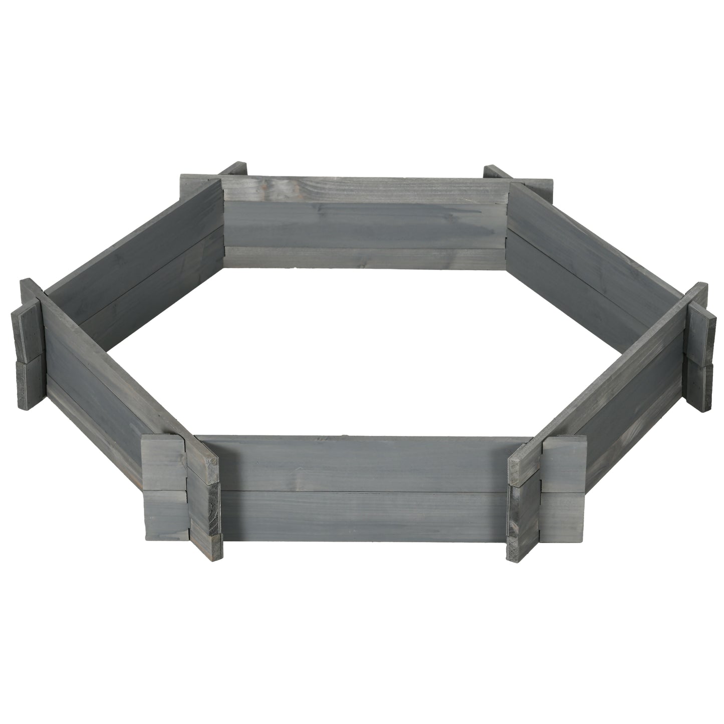Outsunny 39" x 36" Screwless Hexagon Planter Box, Raised Garden Bed, Herb Garden for Vegetables, Flowers, Grey