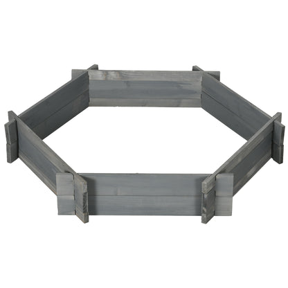 Outsunny 39" x 36" Screwless Hexagon Planter Box, Raised Garden Bed, Herb Garden for Vegetables, Flowers, Grey