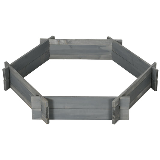 Outsunny 39" x 36" Screwless Hexagon Planter Box, Raised Garden Bed, Herb Garden for Vegetables, Flowers, Grey