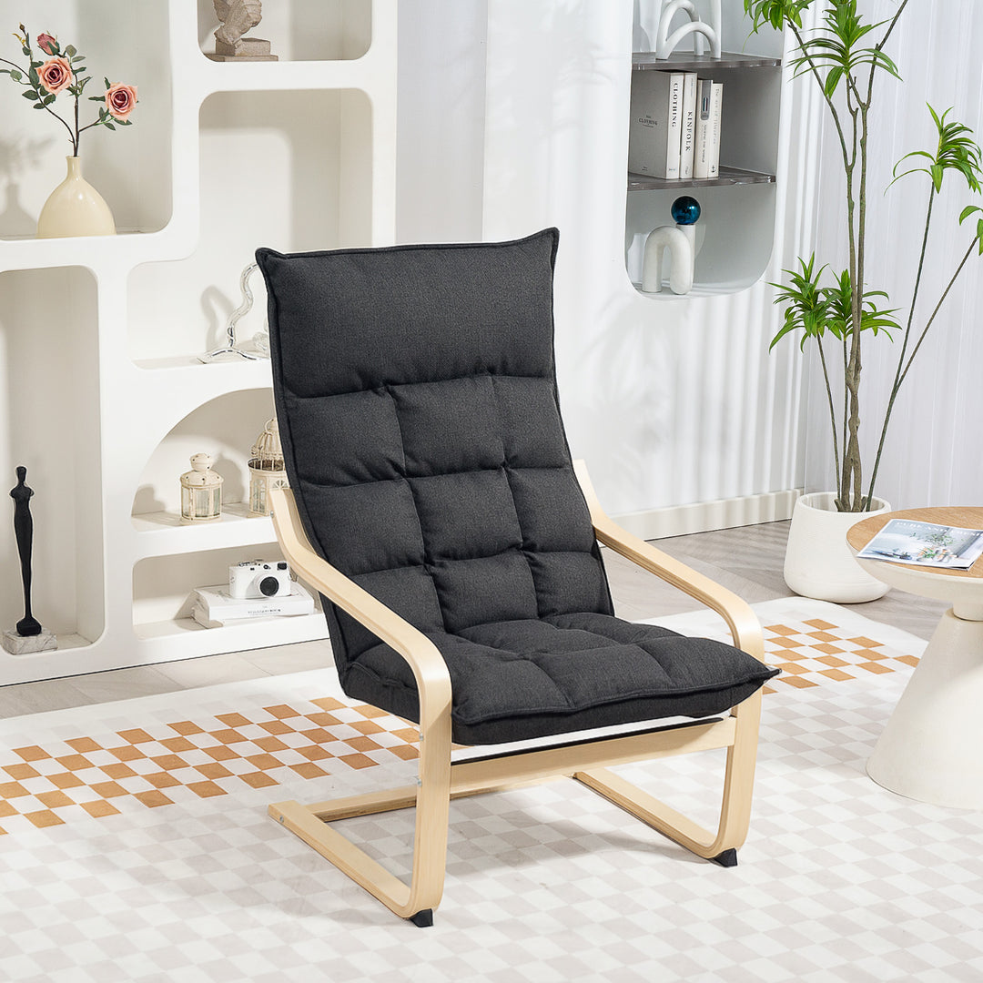 HOMCOM Modern Armchair, Upholstered Accent Chair with Curved Leg and Arm, Leisure Lounge Chair for Living Room, Light Grey