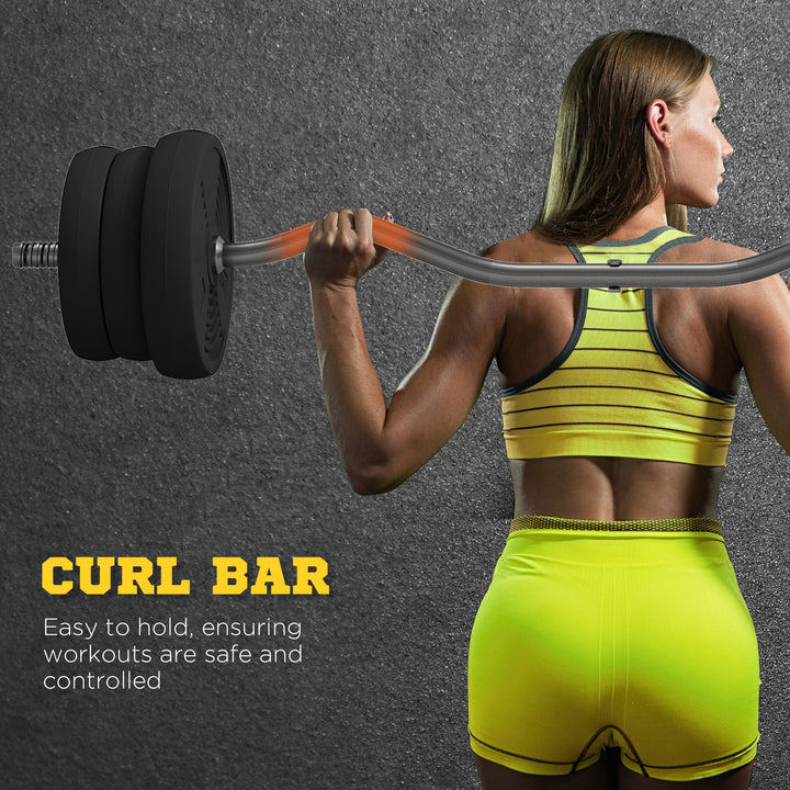 Soozier 50LBS Barbell Weight Set, Adjustable Weights with Curl Bar for Home Gym Women and Men Weight Lifting Training