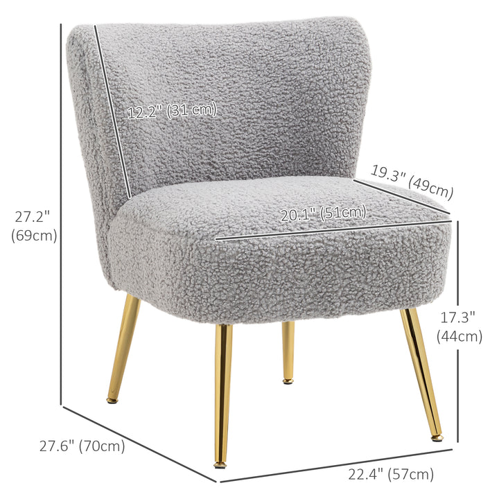 HOMCOM Lounge Chair for Bedroom Living Room Chair with Soft Upholstery and Gold Legs Pink