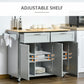 HOMCOM Modern Kitchen Island, Utility Kitchen Serving Cart with 2 Storage Drawers & Cabinets for Dining Room, Black