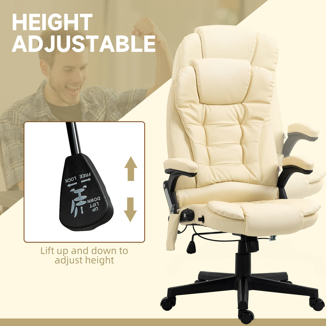 HOMCOM Office Chair Heated Ergonomic Massage Swivel Vibrating High Back Faux Leather Executive Chair Office (Brown)