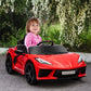 Qaba 12V Kids Electric Car Corvette Licensed w/ Remote Control, Suspension System, Music, Headlight, Slow Start, Red