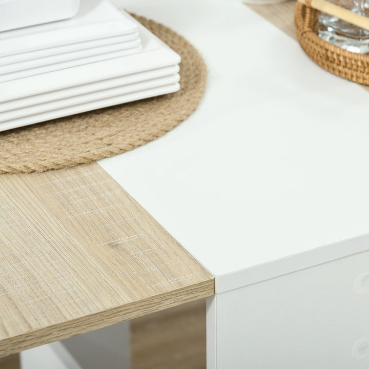 HOMCOM Drop Leaf Dining Table Wood Folding Table Multi-Use Side Table Dining Desk Space Saving Table, White/Oak