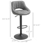HOMCOM Bar Stools Set of 2, Swivel Counter Height Barstools with Adjustable Height, Linen Upholstered Bar Chairs with Round Metal Base and Footrest, Blue