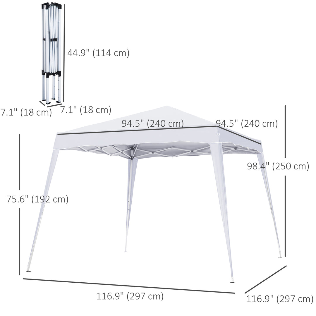 Outsunny 8' x 8' Pop Up Canopy, Outdoor Foldable Tent, Portable Canopy Tent with Carrying Bag for Camping, Party, Picnic, White