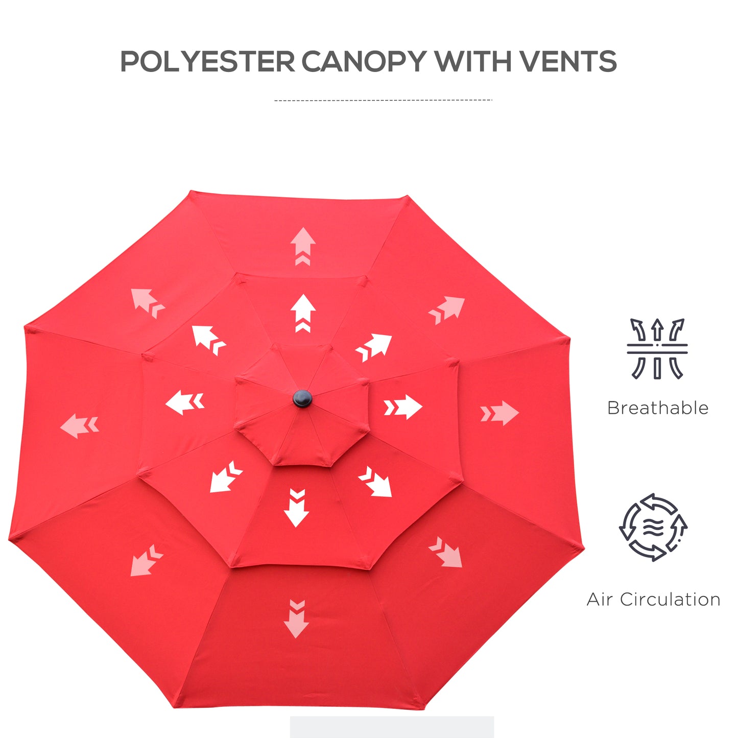 Outsunny 9FT 3 Tiers Patio Umbrella Outdoor Market Umbrella with Crank, Push Button Tilt for Deck, Backyard and Lawn, Sky Blue