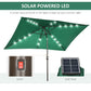 Outsunny 6.5x10ft Patio Umbrella Rectangle Solar Powered Tilt Aluminum Outdoor Market Parasol with LEDs Crank (Turquoise)