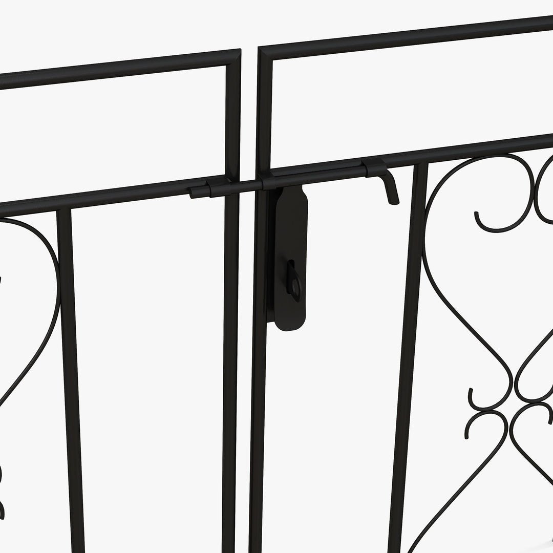 Outsunny 7.6FT Metal Garden Arch with Gate, Garden Arbor Trellis for Climbing Plants, Roses, Vines, Wedding Arch, Black
