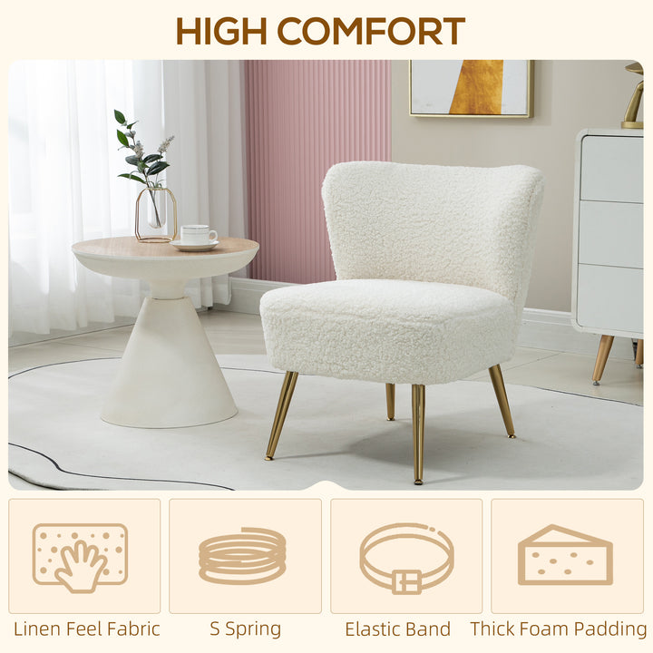 HOMCOM Lounge Chair for Bedroom Living Room Chair with Soft Upholstery and Gold Legs Pink