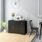 HOMCOM Modern Sideboard Buffet Cabinet with Drawers and Beadboard Door Cupboard Kitchen Storage Cabinet White