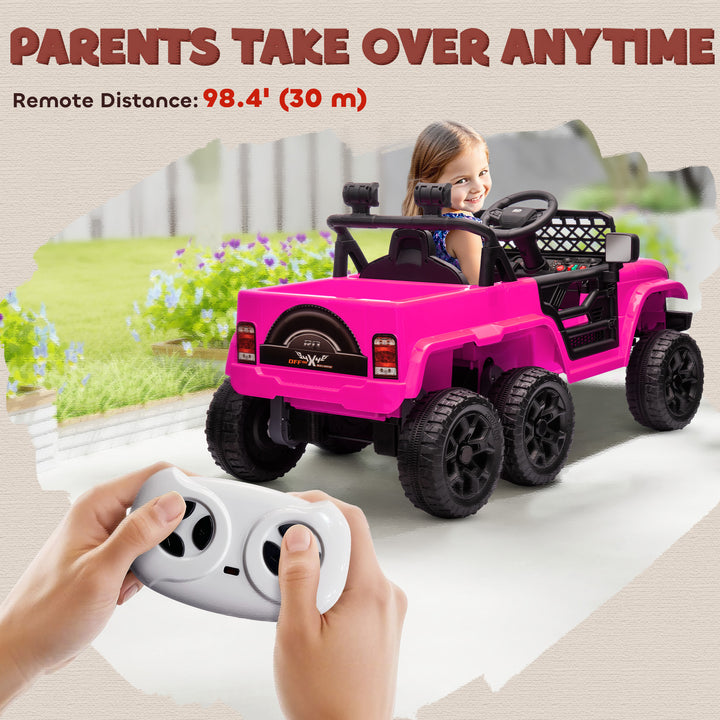 Qaba 12V 4WD/2WD Kids Electric Car w/ Remote Control, Spring Suspension, Back Trailer, Light, Music, Soft Start, Dark Green