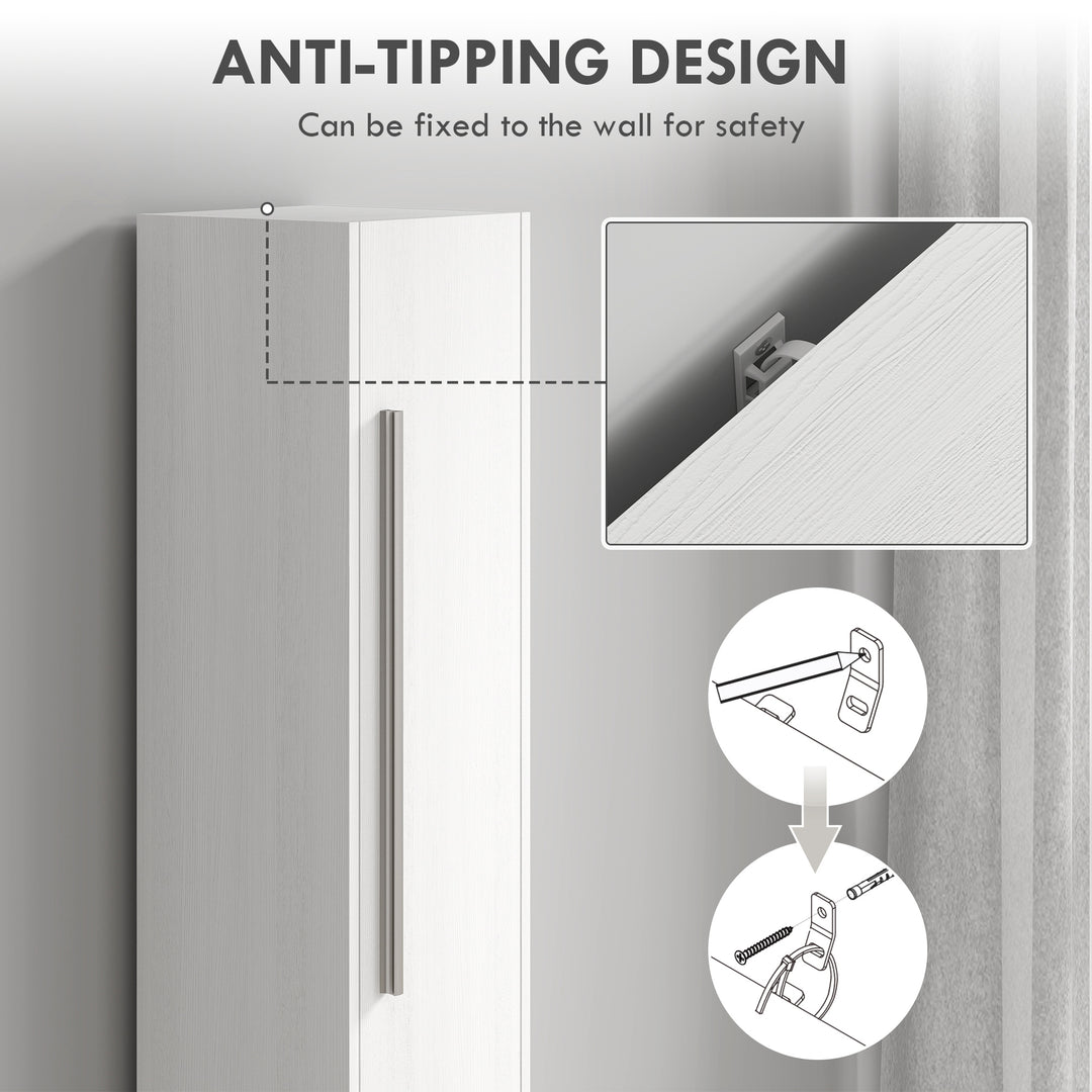 HOMCOM Freestanding Tall Bathroom Storage Cabinet with Adjustable Shelves, Bathroom Organizer, Black Wood Grain
