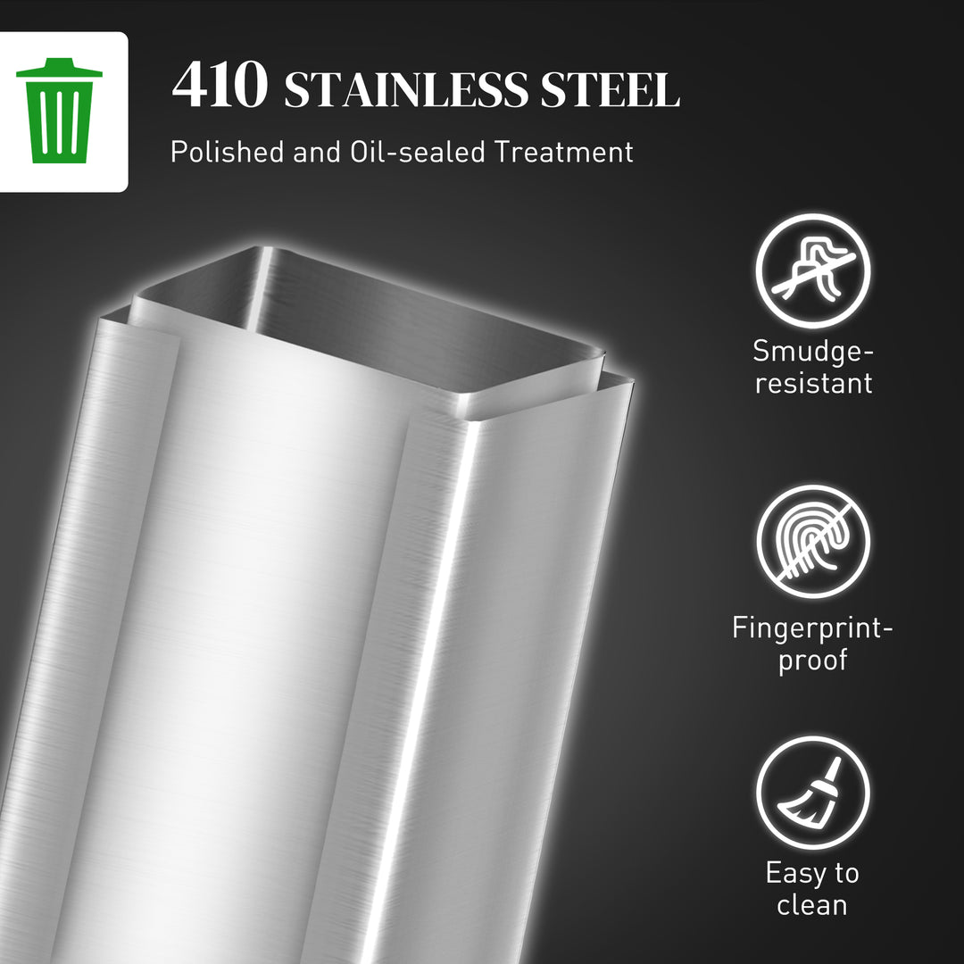 HOMCOM 5.3 Gallon Stainless Steel Kitchen Garbage Can with Soft-close Lid, Foot Pedal, Fingerprint-Proof, Silver