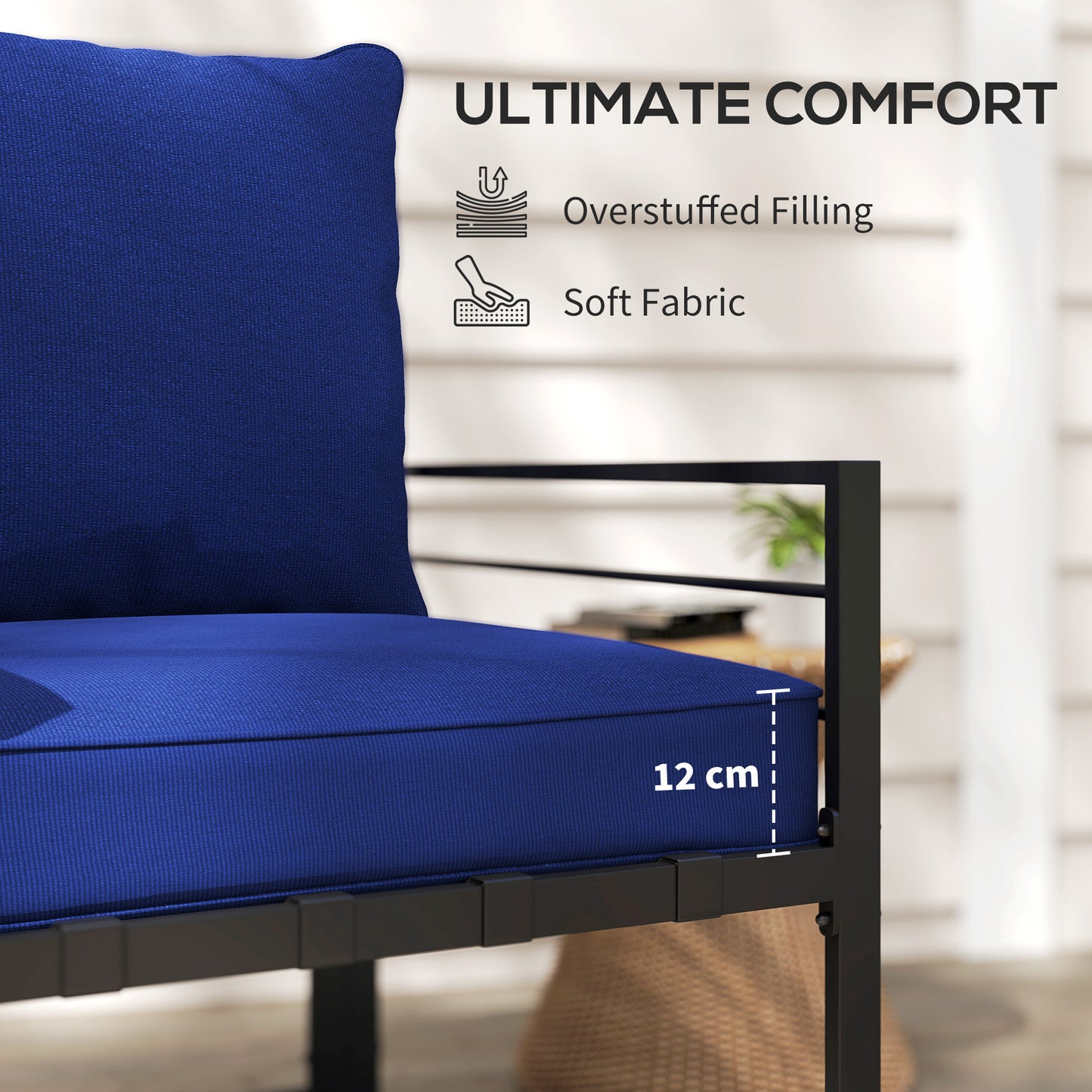 Outsunny Patio Chair Cushions, Thick Deep Seat Outdoor Seat Cushion with Back Cushion, Beige