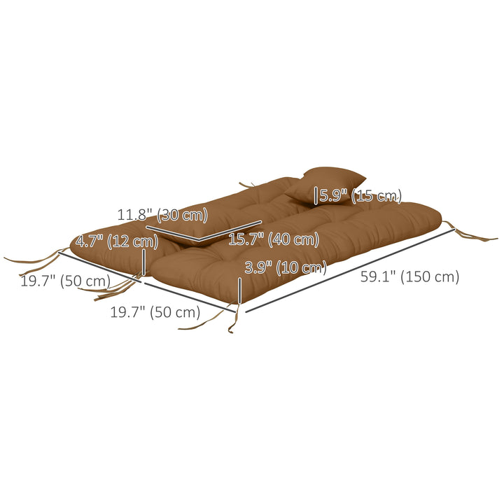 Outsunny 4-Piece Back and Seat Cushion Pillows Replacement and Pillows, Patio Chair Cushions Set with Ties, Tan