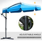 Outsunny 9FT Offset Hanging Patio Umbrella Cantilever Umbrella with Easy Tilt Adjustment, Cross Base and 8 Ribs for Backyard, Poolside, Lawn and Garden, White