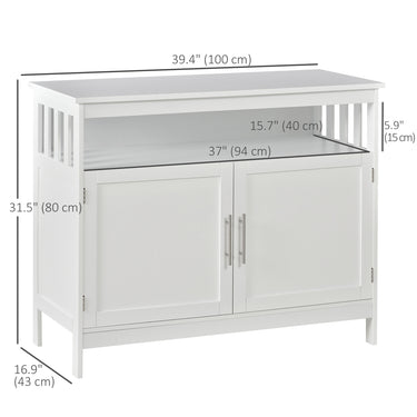 HOMCOM Wooden Console Table with Open Shelf and 2 layers Cabinet  Kitchen Furniture