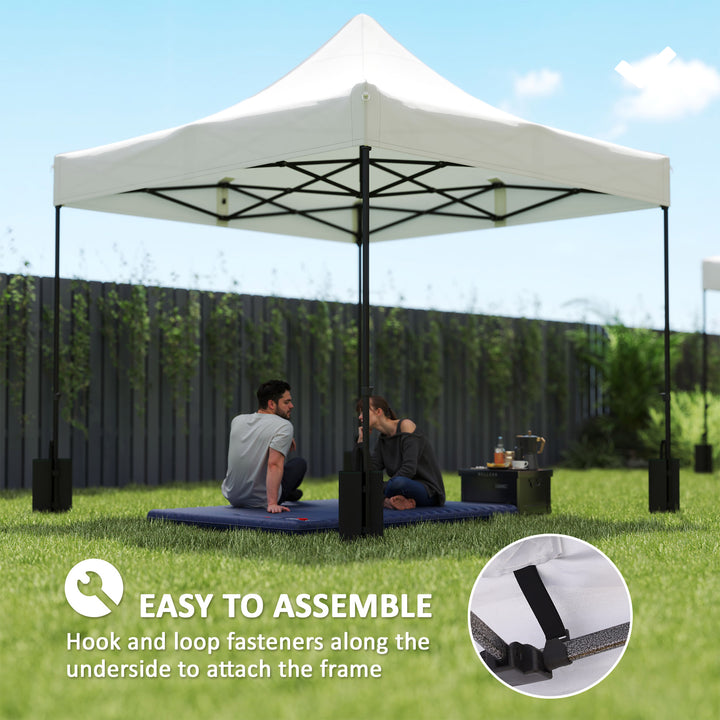 Outsunny 10' x 10' Replacement Canopy Top for Pop Up Canopy Tent with 4 Sand Bags, UPF50+ Protection, White