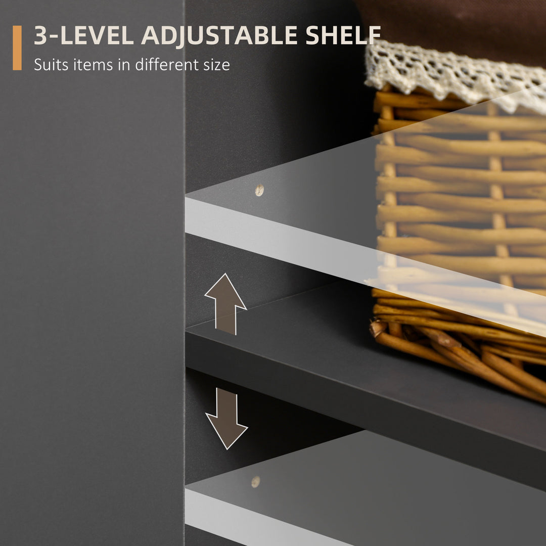 HOMCOM Sideboard Buffet Cabinet with Adjustable Shelves - Dark Grey