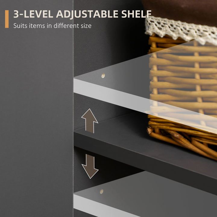 HOMCOM Sideboard Buffet Cabinet with Adjustable Shelves - Dark Grey