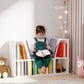 HOMCOM 6-Cubby Bookcase with Seat Cushion, Cube Storage Shelf with Reading Nook for Home Office, Study, Grey