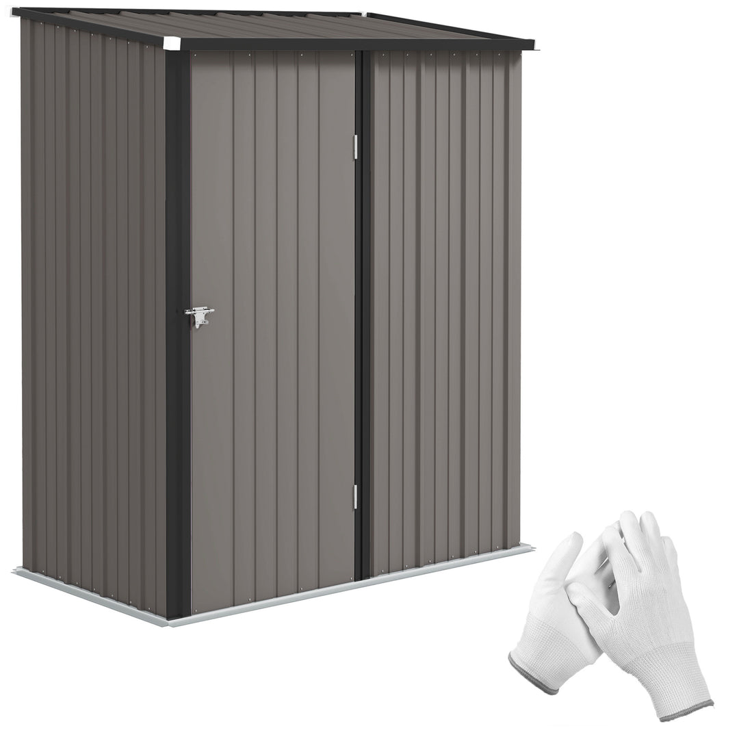 Outsunny 5' x 3' Outdoor Storage Shed, Steel Garden Shed with Single Lockable Door, Tool Storage Shed for Backyard, Black