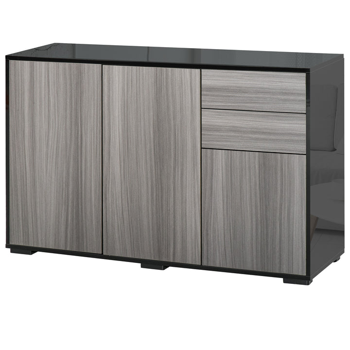 HOMCOM Kitchen Sideboard Storage Cabinet, Modern Coffee Bar with Push-Open Design and 2 Drawers for Living Room, Black