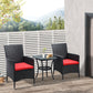 Outsunny 3 Pieces Wicker Patio Furniture Set, Rattan Bistro Set with Glass Top Coffee Table and Cushions, Outdoor Conversation Set for Garden, Porch, Balcony, Grey