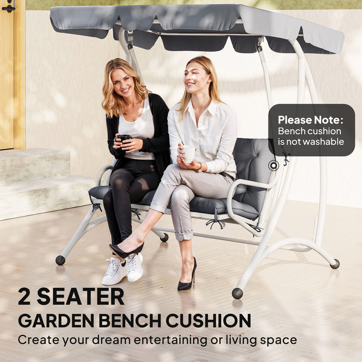 Outsunny Porch Swing Cushion Garden Bench Cushion with Backrest, Non-Slip 2-seater Soft Pad, Swing Chair Mat Replacement for Indoor and Outdoor, 39.4" x 38.6", Dark Grey
