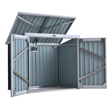 Outsunny 5ft x 3ft Outdoor Garbage Bin Storage Shed with Lockable Doors and Lid, Outside Storage Shed for Trash Can, Black