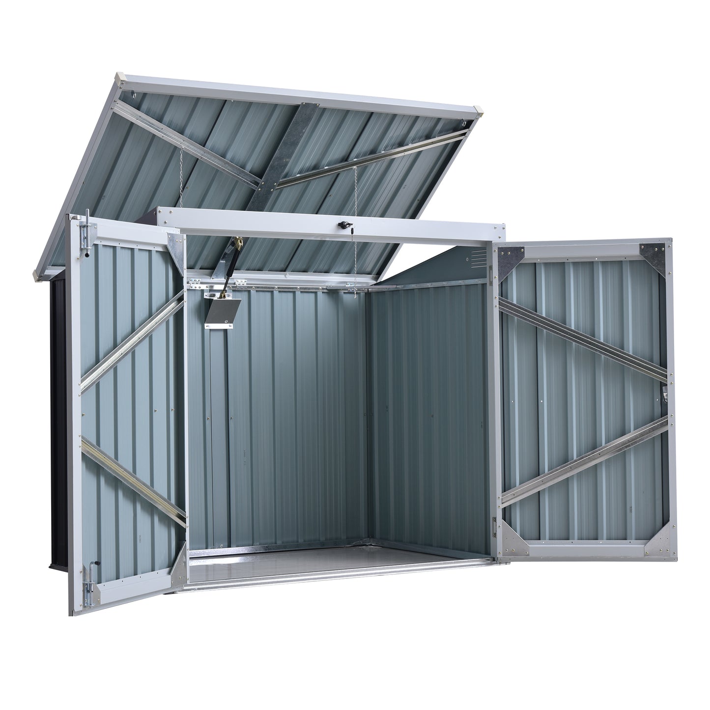 Outsunny 5ft x 3ft Outdoor Garbage Bin Storage Shed with Lockable Doors and Lid, Outside Storage Shed for Trash Can, Black