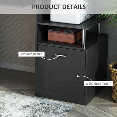 HOMCOM Wood Computer Desk Table Laptop Workstation with Storage Shelf Drawer Office Home Black