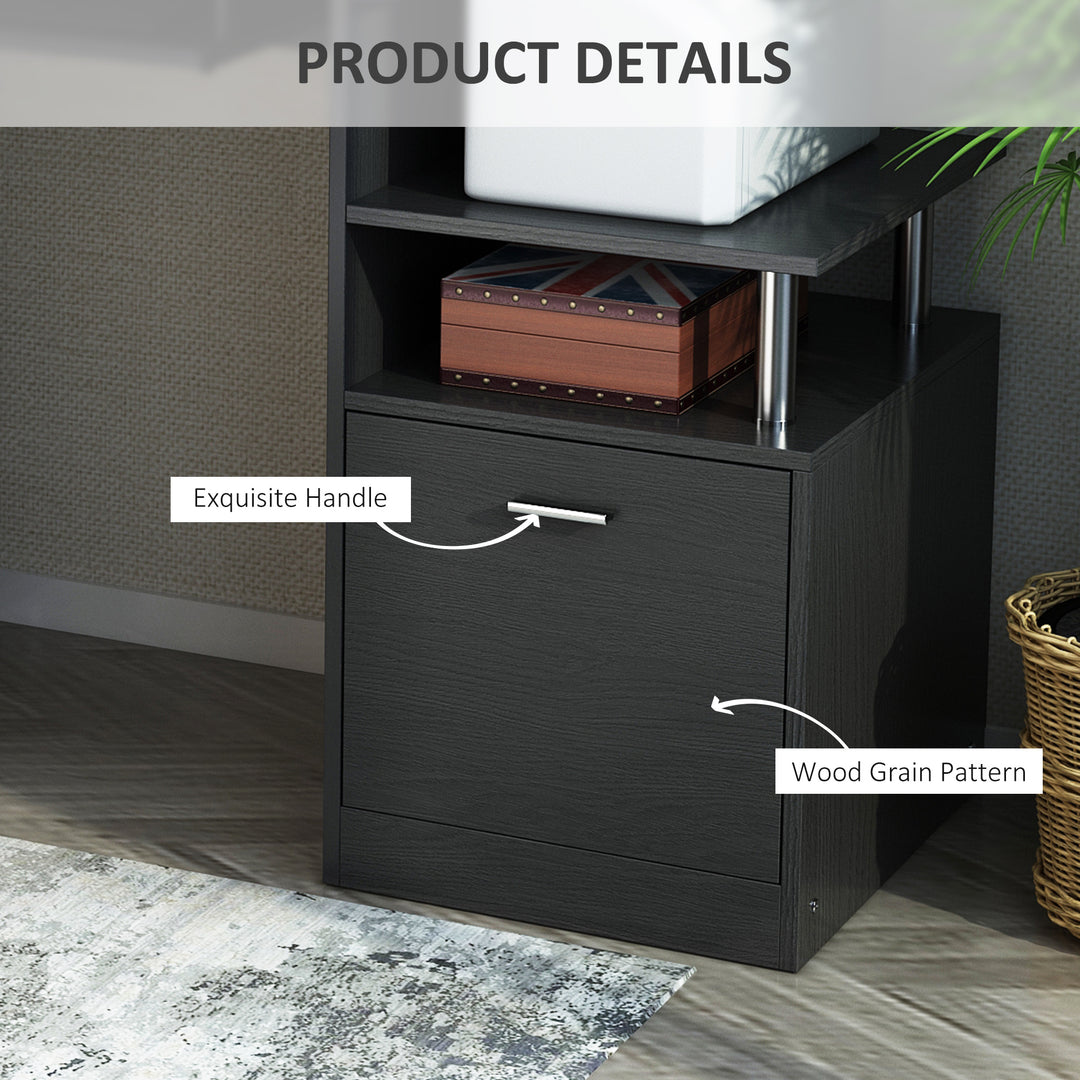 HOMCOM Wood Computer Desk Table Laptop Workstation with Storage Shelf Drawer Office Home Black