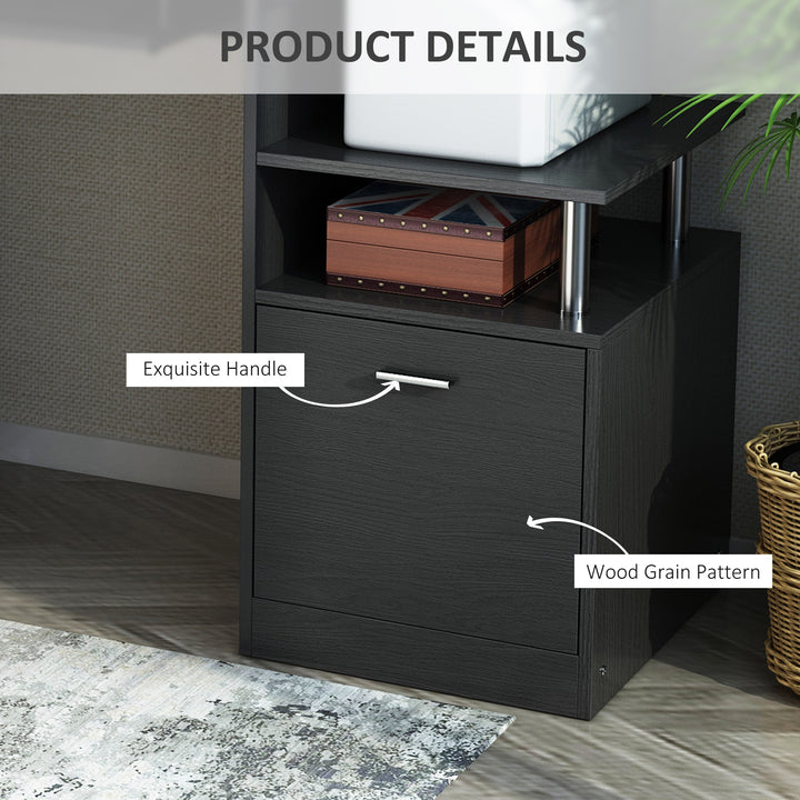 HOMCOM Wood Computer Desk Table Laptop Workstation with Storage Shelf Drawer Office Home Black