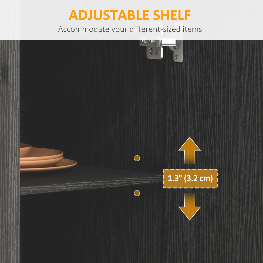 HOMCOM Modern Rolling Kitchen Island Cart with Drawer, Natural Wood Top, Towel Rack, Door Storage Cabinet, Distressed Black