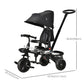 Qaba Tricycle for Toddler 4 in 1 Kids Trike with Reversible Adjustable Seat, Baby Push Bike with Removable Handle, Canopy, Belt Storage Brake Clutch for 1-5 Years, Red