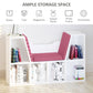 HOMCOM 6-Cubby Bookcase with Seat Cushion, Cube Storage Shelf with Reading Nook for Home Office, Study, Pink