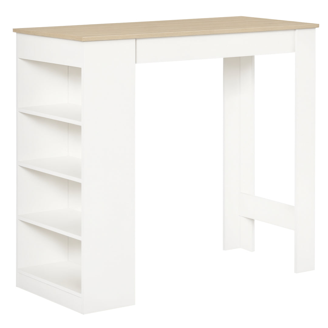 HOMCOM Bar Table, High Top Pub Table with 4 Storage Shelves, Modern Bar Height Table for Home Bar, Kitchen, Grey