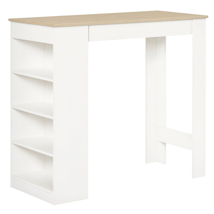 HOMCOM Bar Table, High Top Pub Table with 4 Storage Shelves, Modern Bar Height Table for Home Bar, Kitchen, Grey