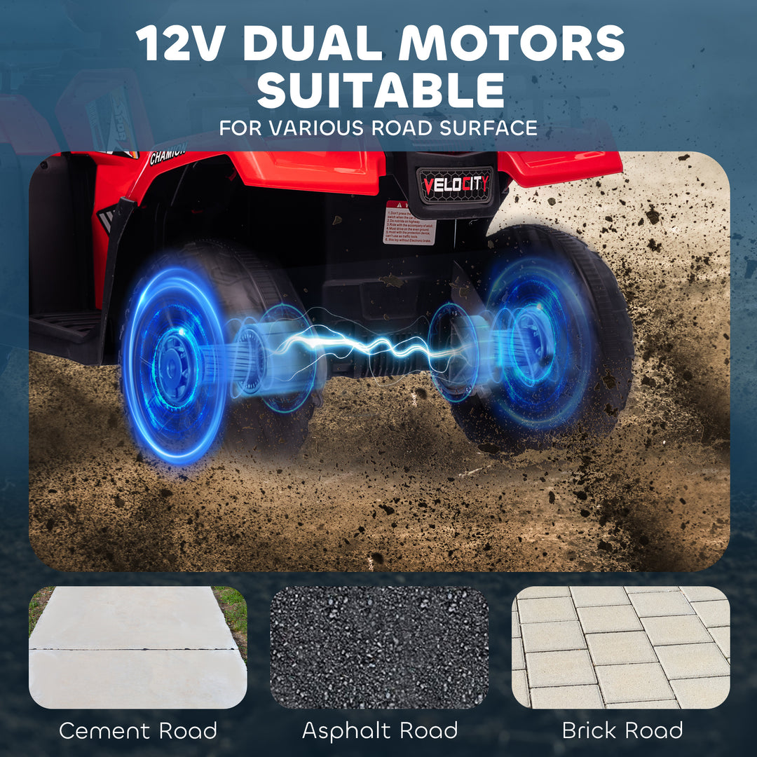 Aosom 12V Kids ATV Quad, 4 Wheeler Battery Powered Electric Vehicle with Music MP3, Headlights, High Low Speed, Treaded Tires, for Boys and Girls Ages 37-60 Months, Pink