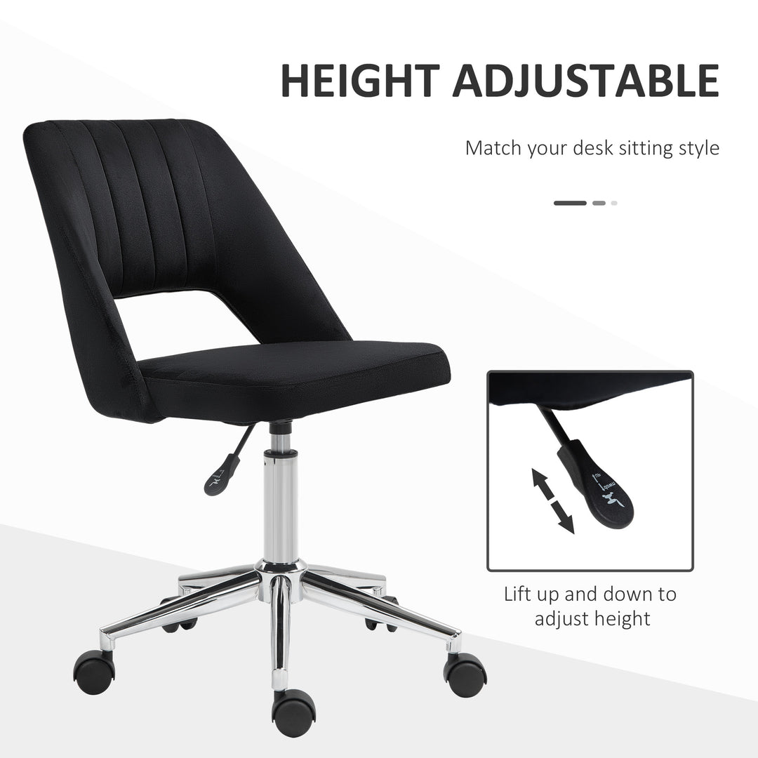 Vinsetto Mid Back Office Chair Velvet Fabric Swivel Scallop Shape Computer Desk Chair, Red