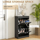 HOMCOM Shoe Storage Cabinet with 2 Flip Drawers and Adjustable Shelves, Narrow Shoe Cabinet for 10 Pairs of Shoes, Black