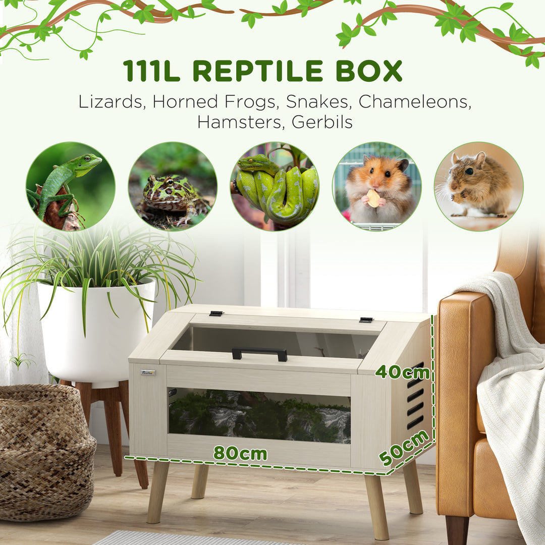 PawHut 29 Gallon Reptile Terrarium, Top Opening Reptile Tank w/ Ventilations for Snakes Lizards Horned Frogs Chameleons