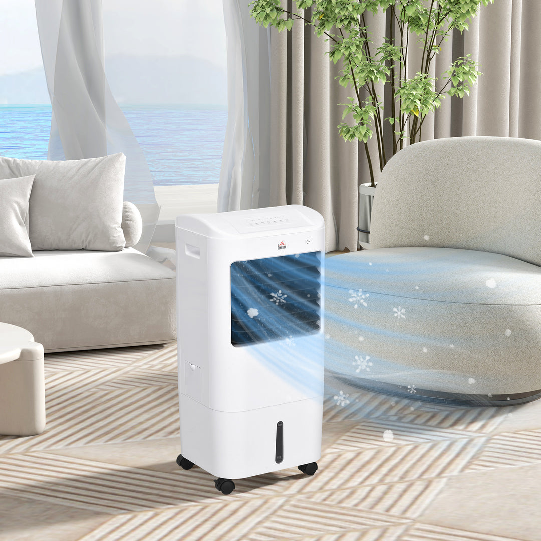 HOMCOM Cooling Fan for Bedroom with Ice Pack, Tower Fan with Remote Control, 3 Modes, 3 Speeds, 7.5H Timer, White